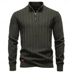 heren regular fit half-zip trui in legergroen