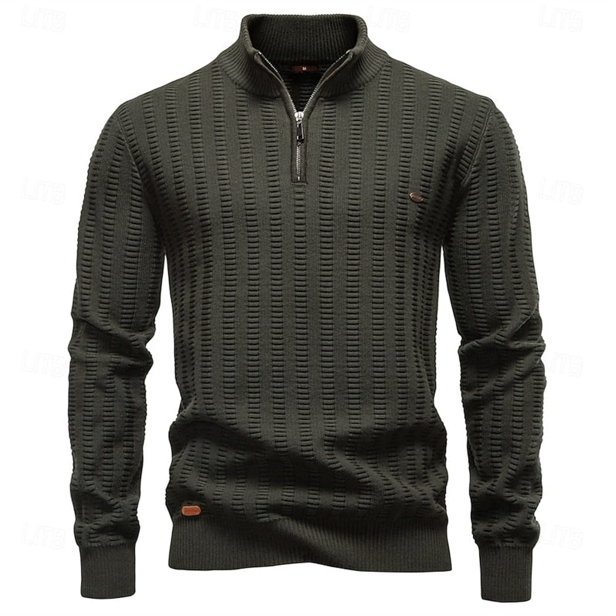 heren regular fit half-zip trui in legergroen
