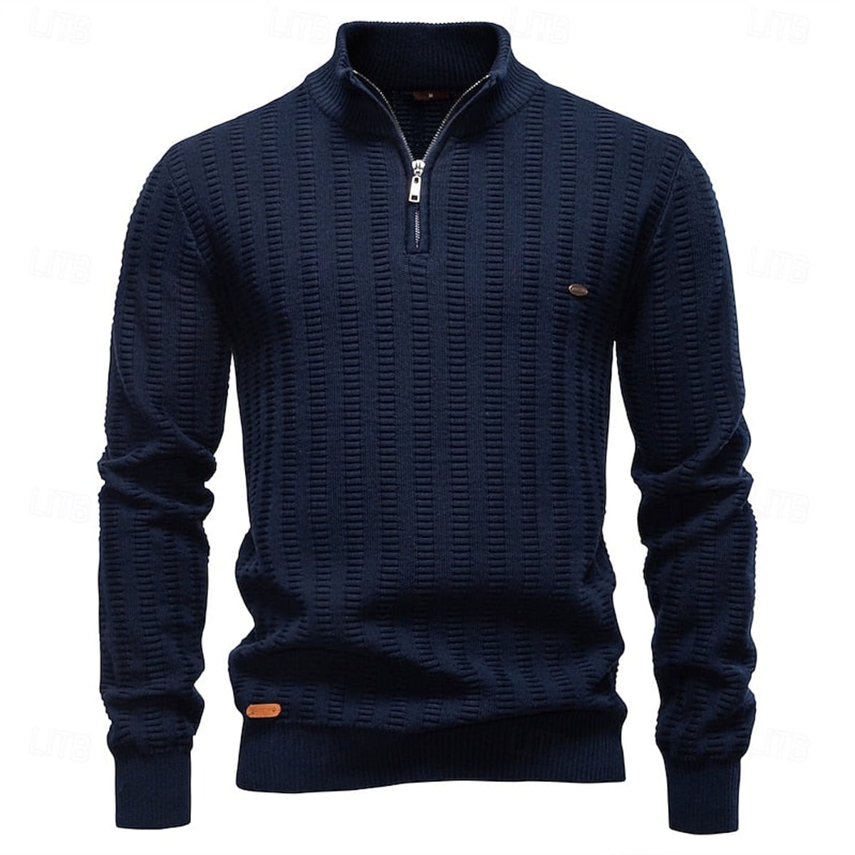 heren regular fit half-zip trui in donker marine