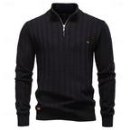 heren regular fit half-zip trui in zwart