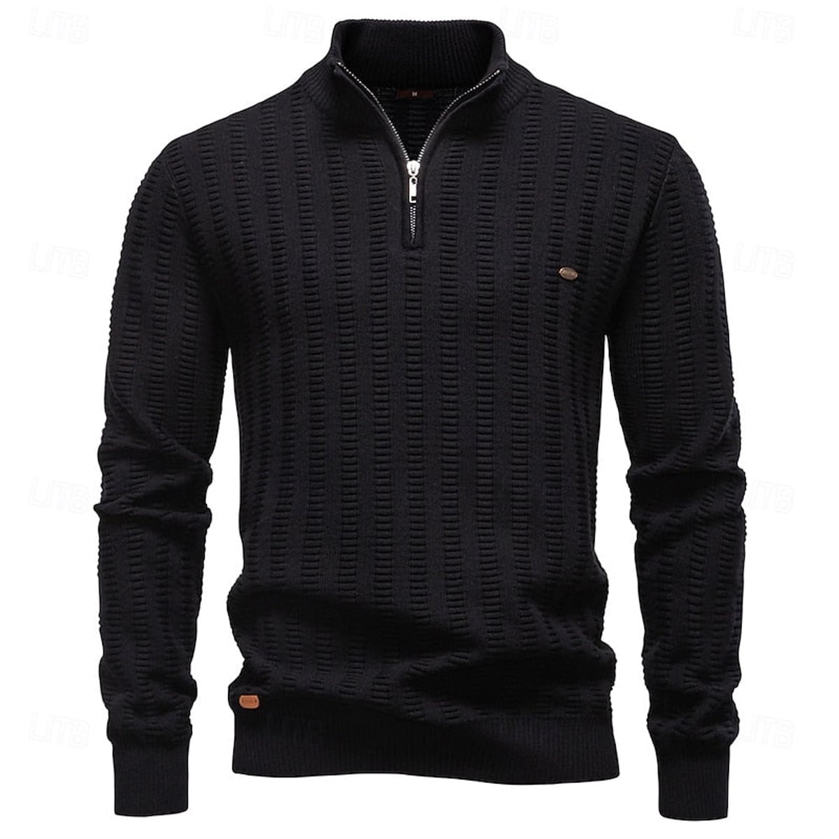 heren regular fit half-zip trui in zwart
