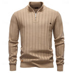 heren regular fit half-zip trui in khaki