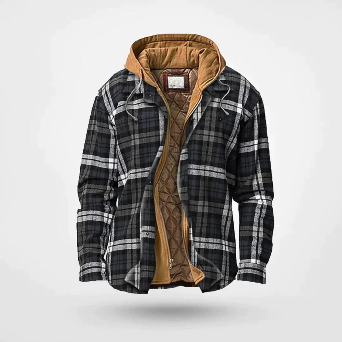 heren regular fit hoodie met ruitpatroon in zwart