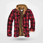 heren regular fit hoodie met ruitpatroon in rood