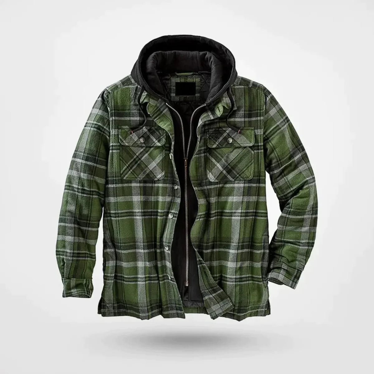 heren regular fit hoodie met ruitpatroon in groen