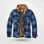heren regular fit hoodie met ruitpatroon in blauw