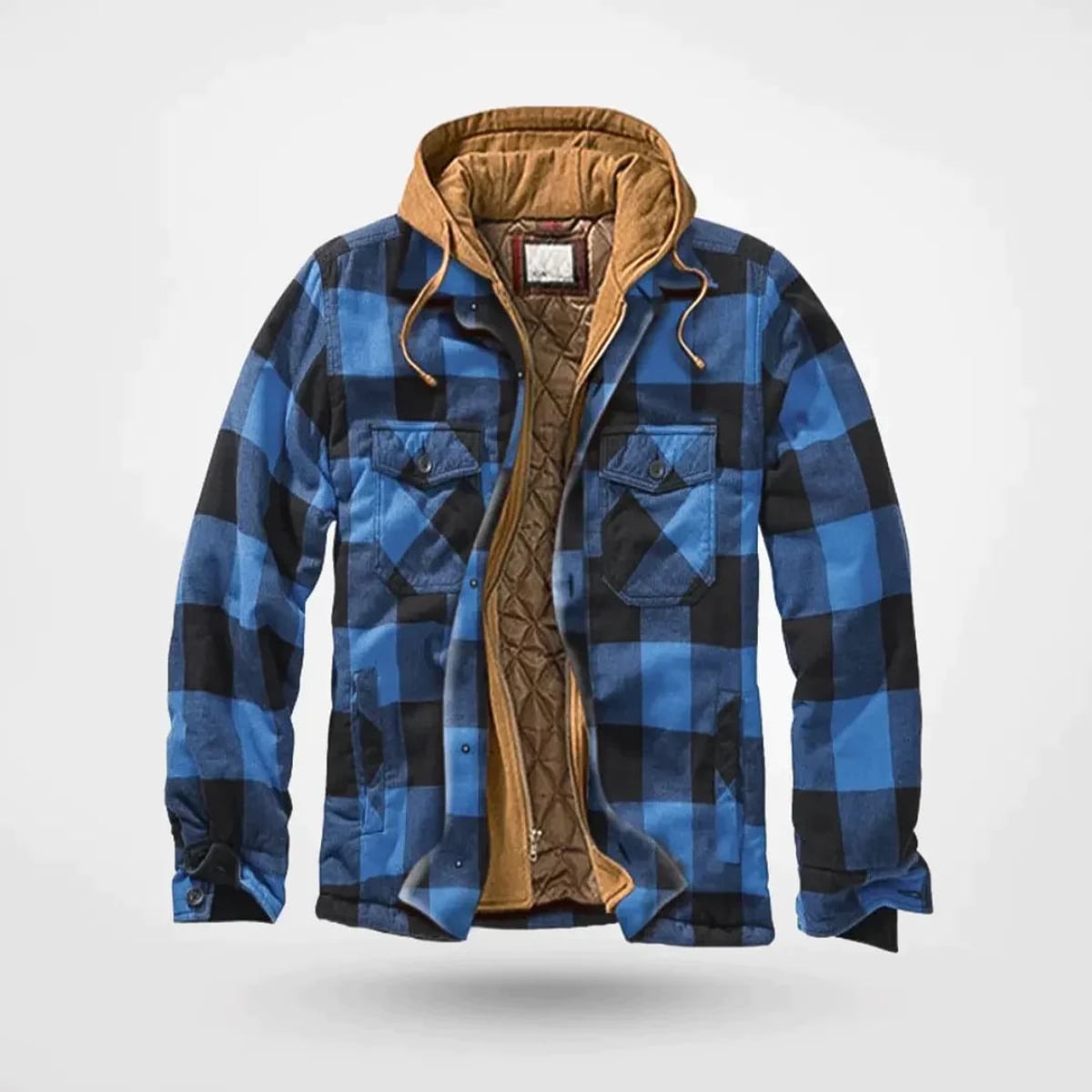 heren regular fit hoodie met ruitpatroon in blauw