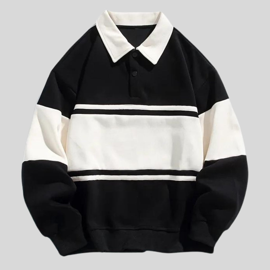 heren regular fit polo trui met polokraag in zwart