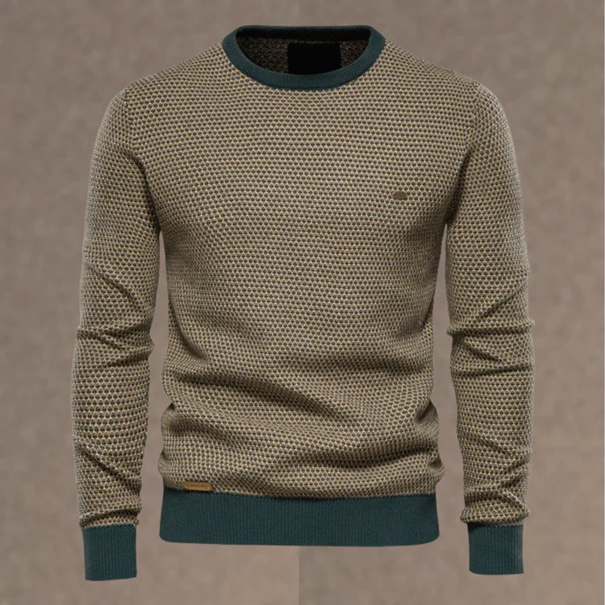 heren regular fit trui met ronde hals in bruin