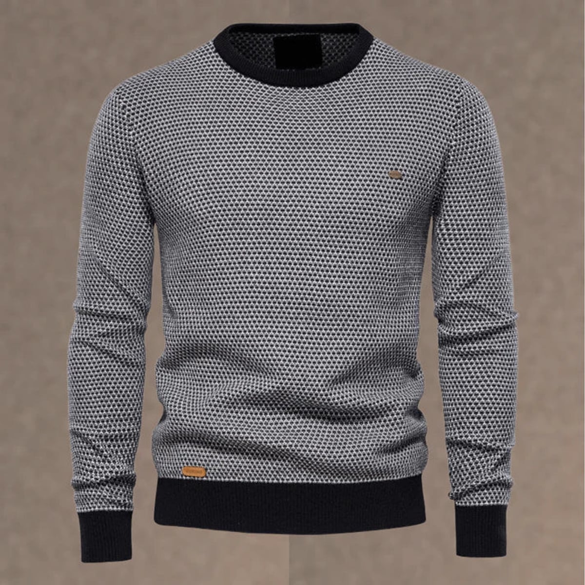 heren regular fit trui met ronde hals in grijs