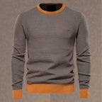 heren regular fit trui met ronde hals in oranje