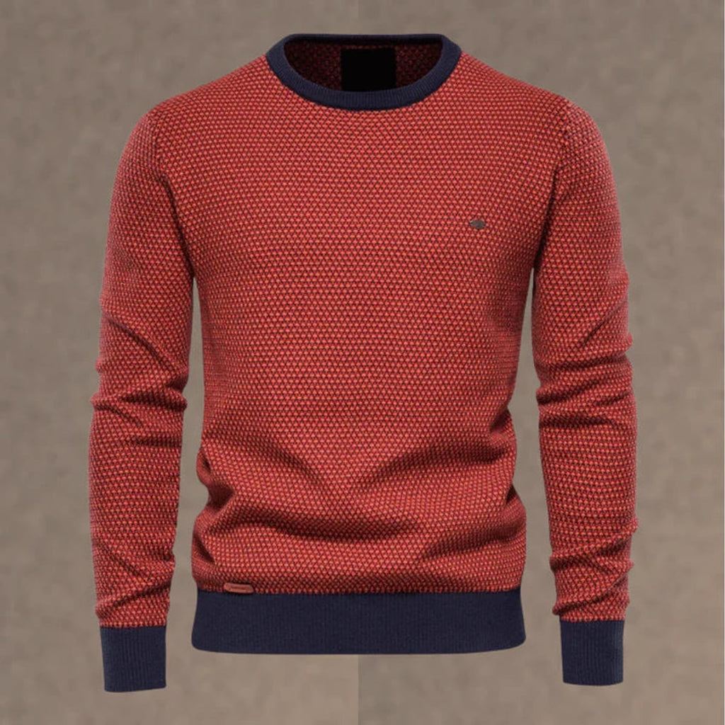 heren regular fit trui met ronde hals in rood