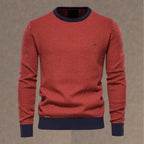 heren regular fit trui met ronde hals in rood
