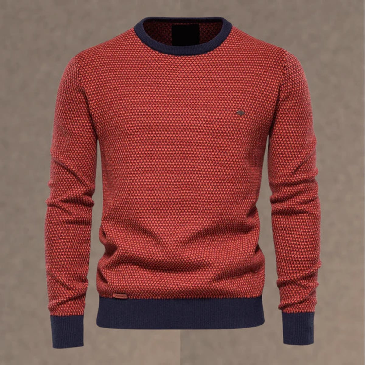 heren regular fit trui met ronde hals in rood
