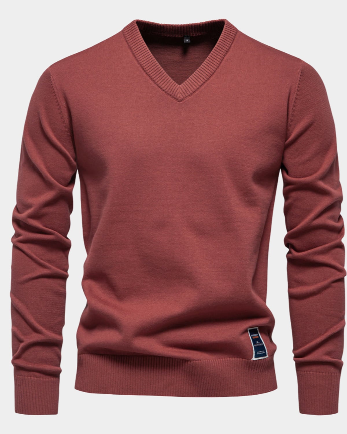 heren regular fit trui met v-hals in rood