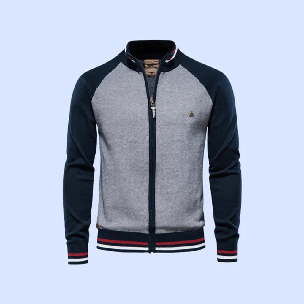 heren regular fit vest met ritsluiting in marineblauw