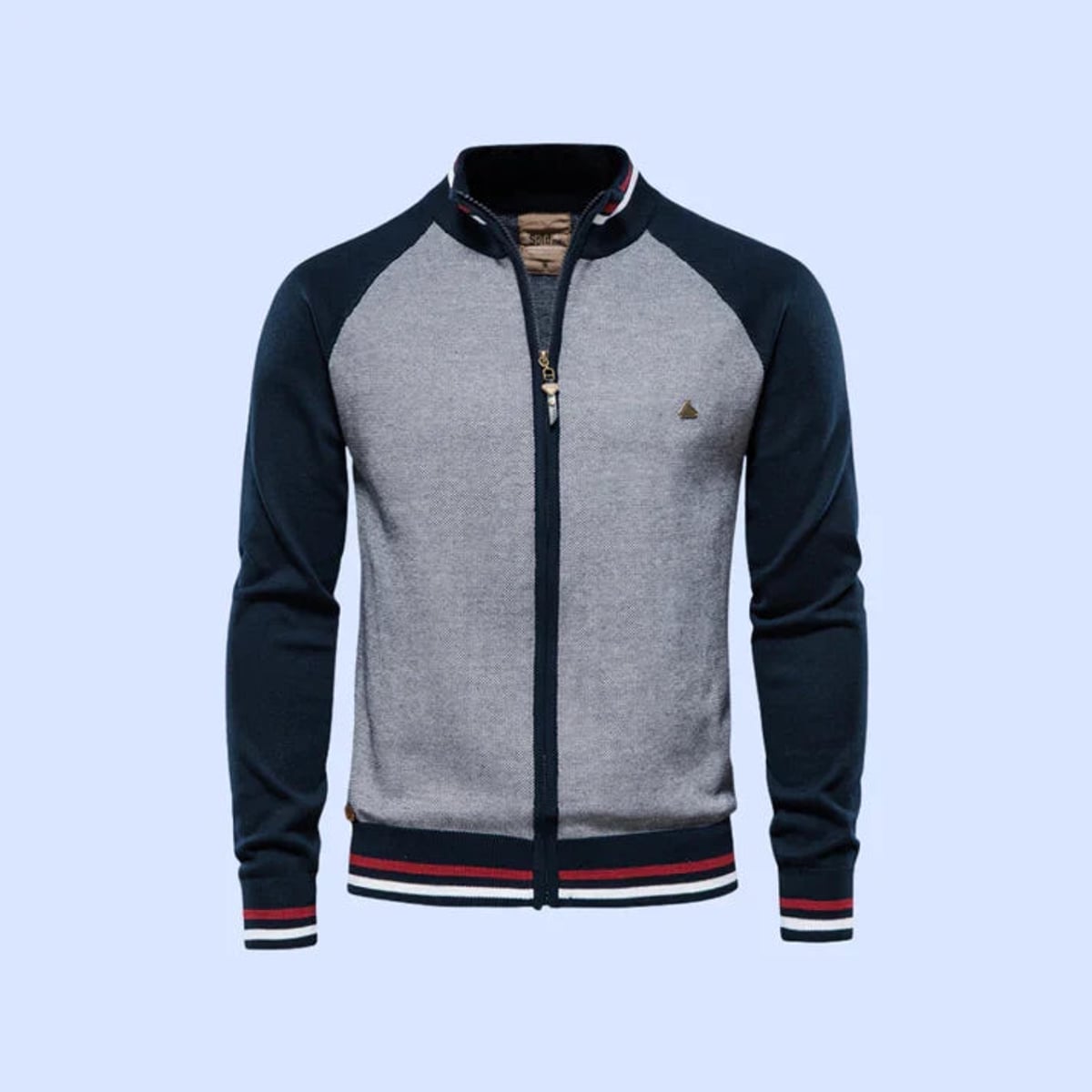 heren regular fit vest met ritsluiting in marineblauw