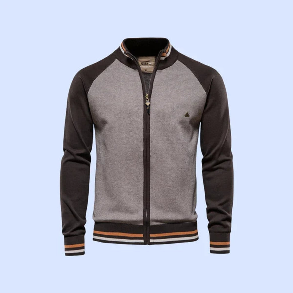 heren regular fit vest met ritsluiting in bruin