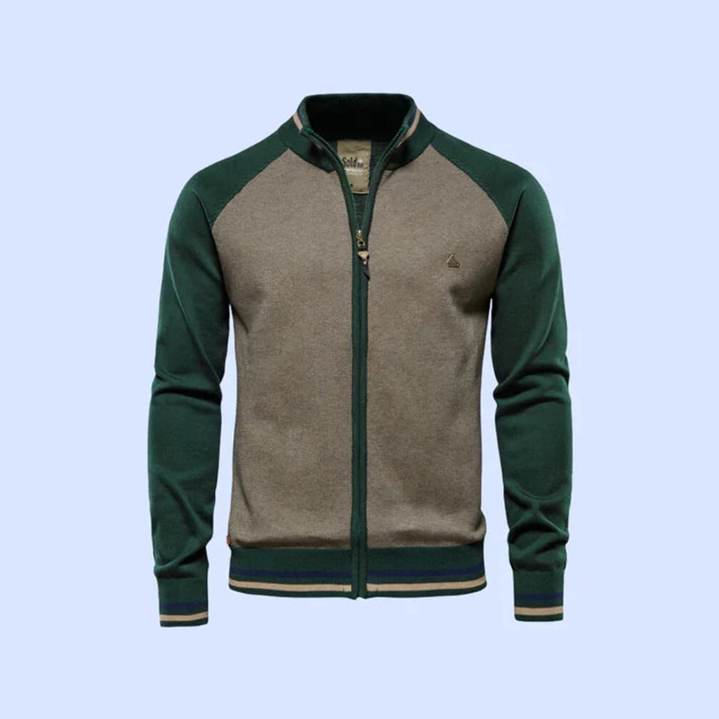 heren regular fit vest met ritsluiting in groen