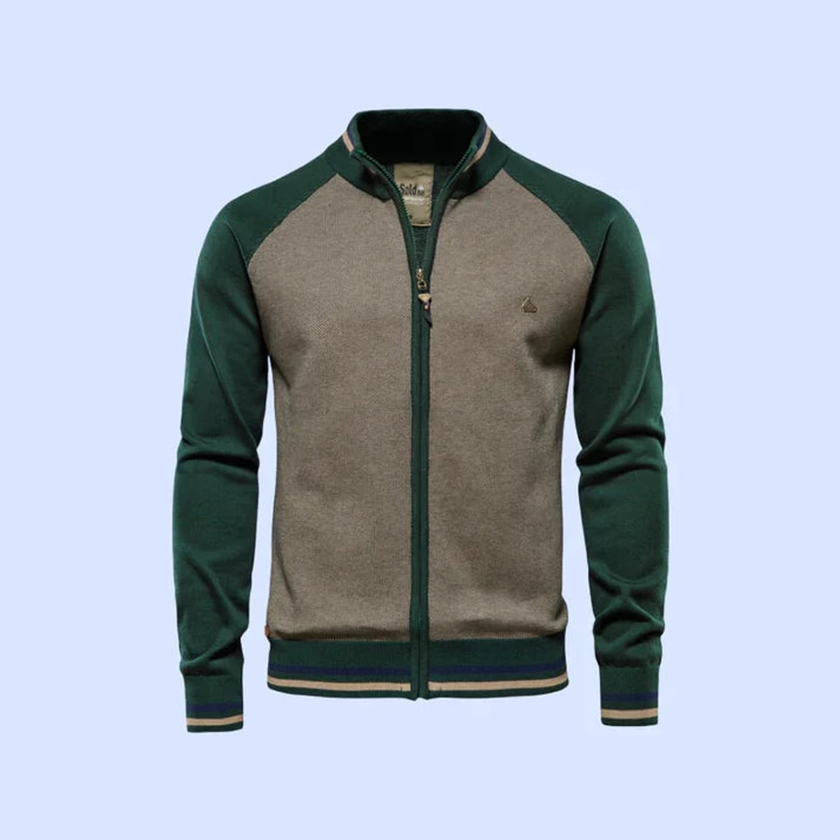 heren regular fit vest met ritsluiting in groen