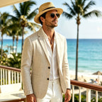heren relaxed fit blazer met zachte structuur in crème
