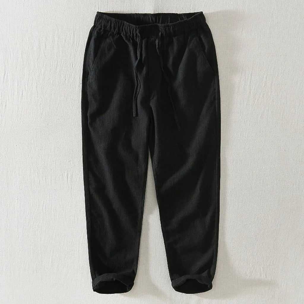 heren relaxed fit broek met toelopende pijp in zwart