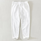 heren relaxed fit broek met toelopende pijp in wit