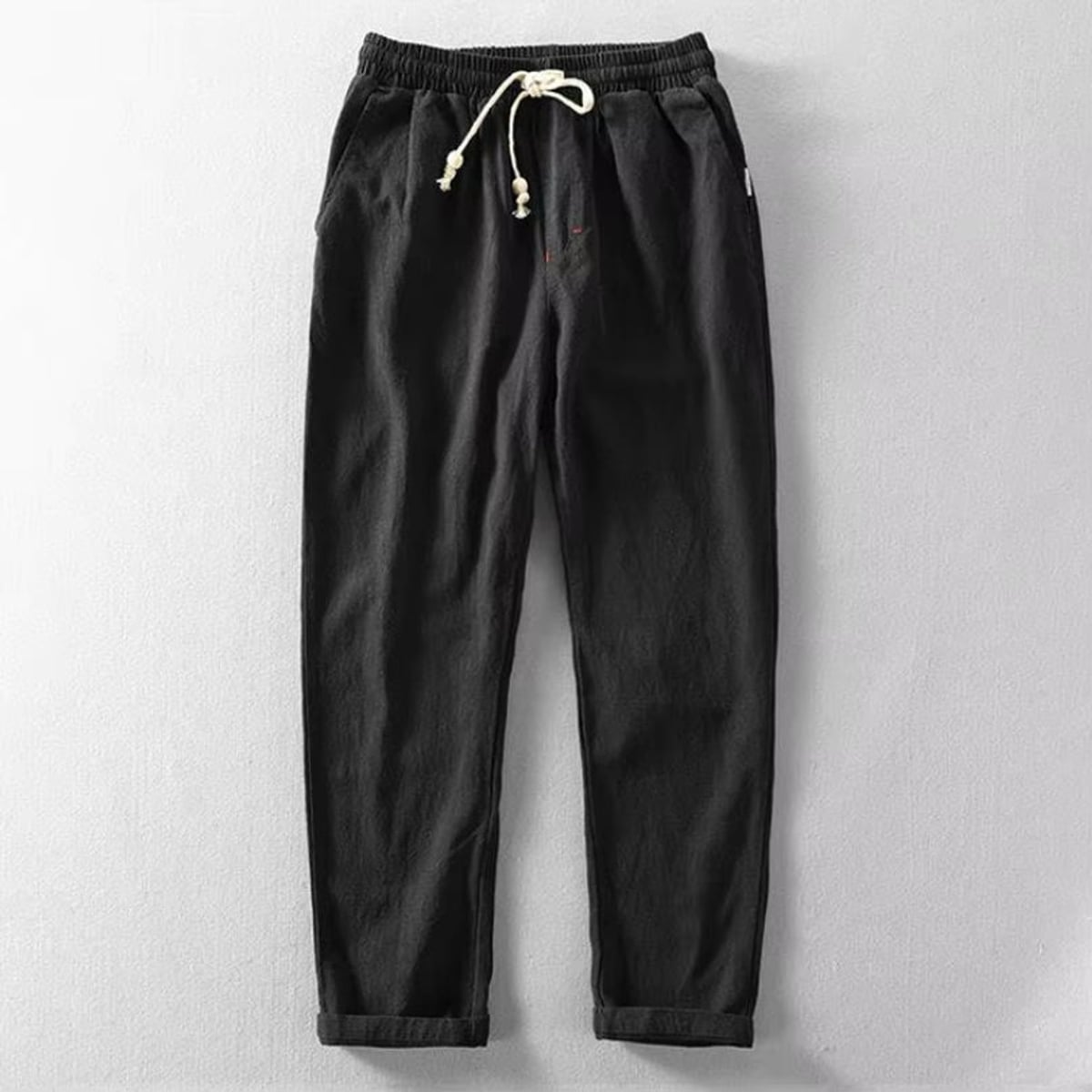 heren relaxed fit broek met trekkoord in zwart