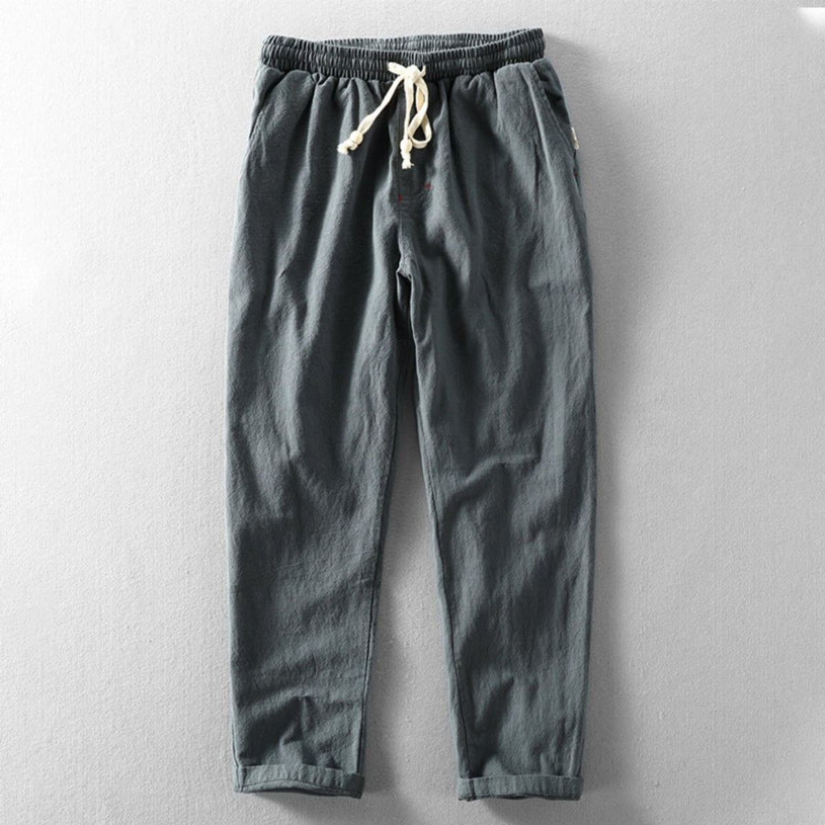 heren relaxed fit broek met trekkoord in antraciet
