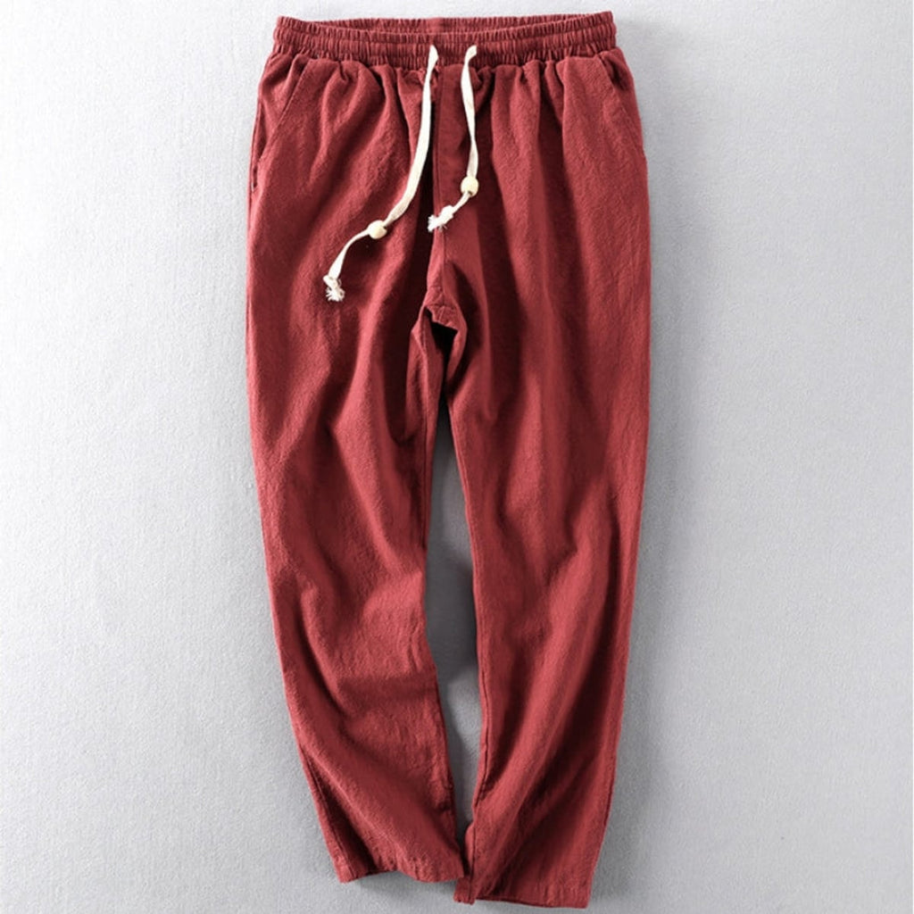 heren relaxed fit broek met trekkoord in rood