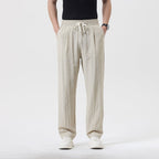 heren relaxed fit broek met trekkoord  in khaki stijl1