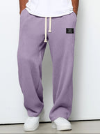 heren relaxed fit broek met vetersluiting in paars