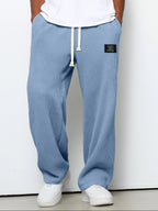 heren relaxed fit broek met vetersluiting in hemelsblauw