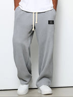 heren relaxed fit broek met vetersluiting in grijs