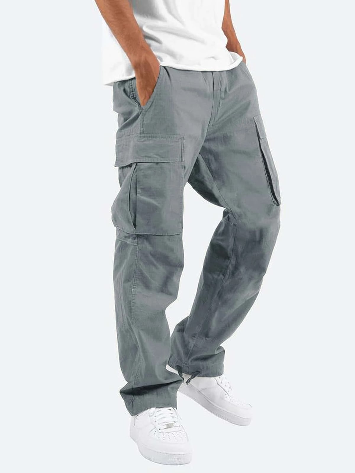 heren relaxed fit cargobroek met flap pockets in lichtgrijs