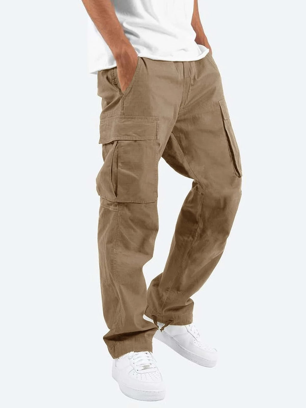 heren relaxed fit cargobroek met flap pockets in bruin
