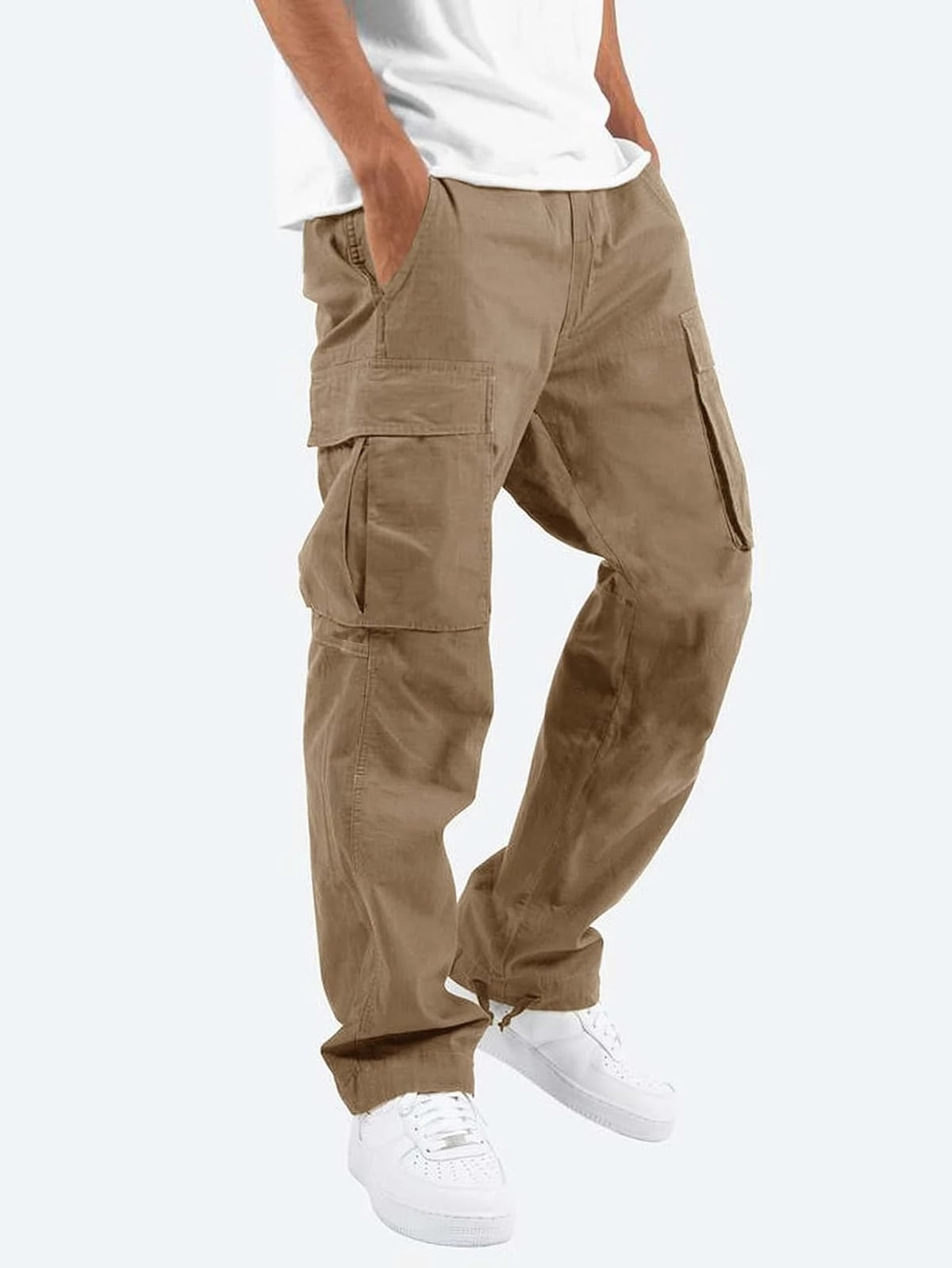heren relaxed fit cargobroek met flap pockets in bruin