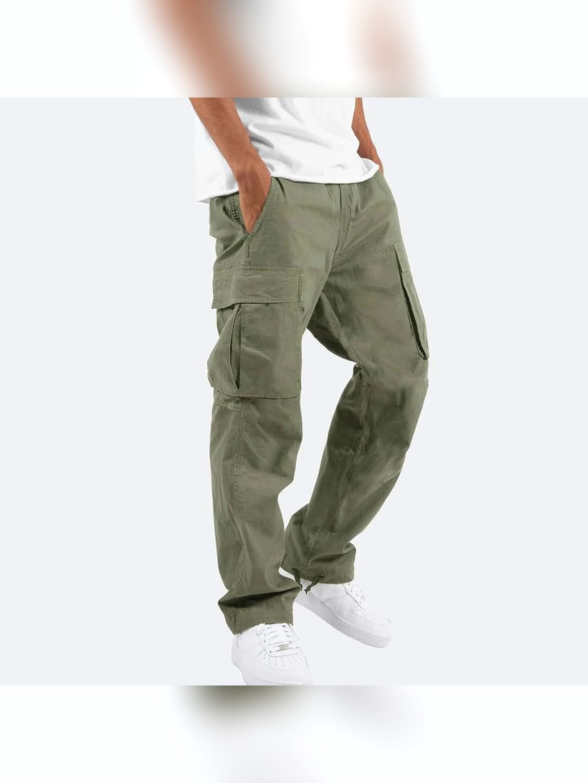 heren relaxed fit cargobroek met flap pockets in donkergroen