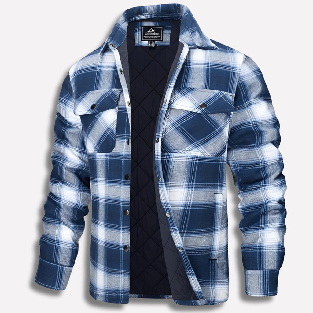 heren relaxed fit flannel overhemd met ruitpatroon in blauw