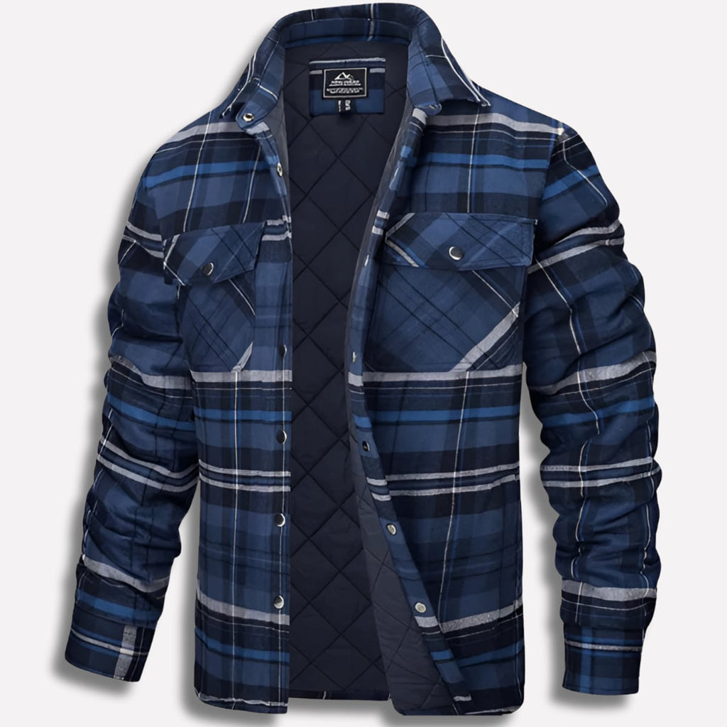 heren relaxed fit flannel overhemd met ruitpatroon in marineblauw