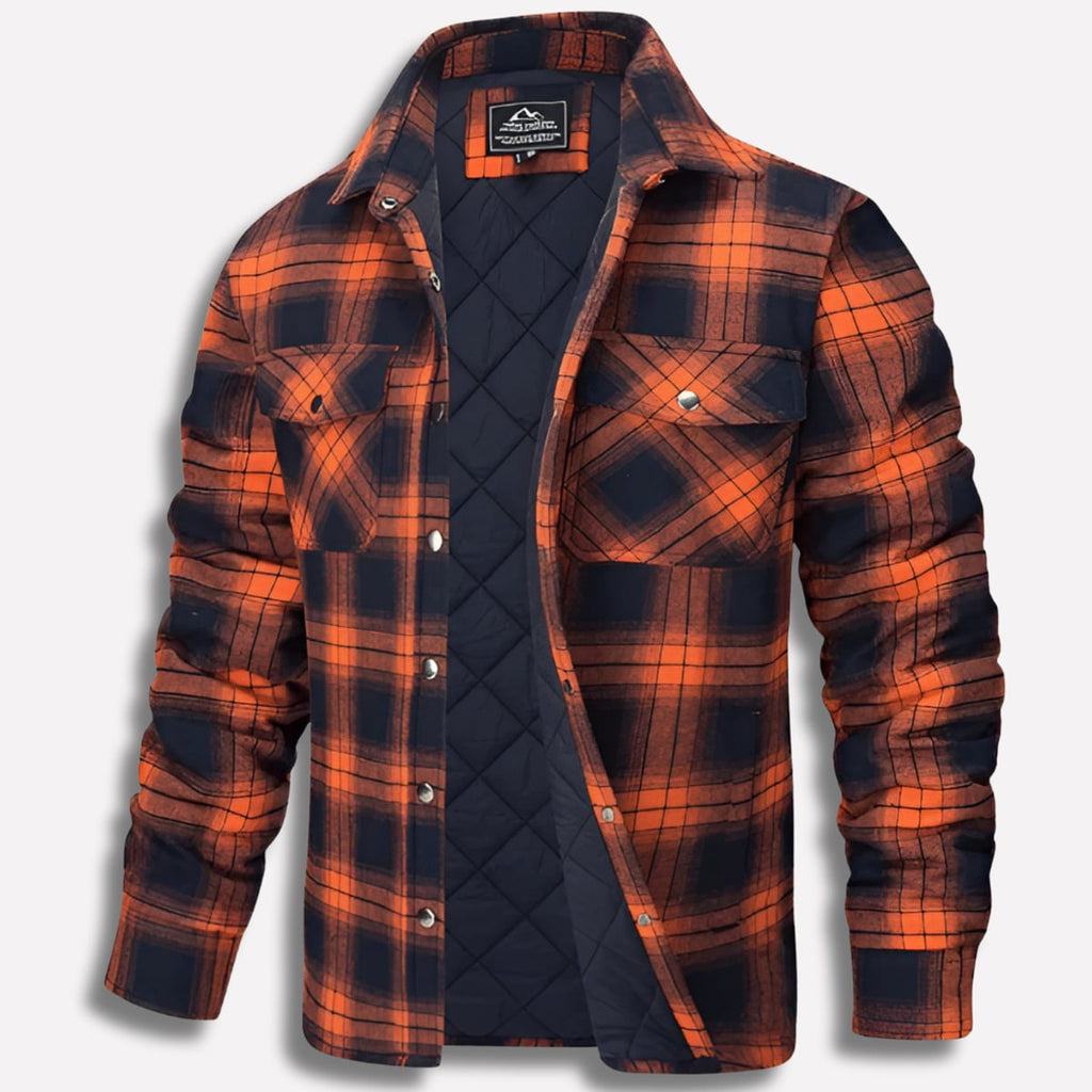 heren relaxed fit flannel overhemd met ruitpatroon in oranje