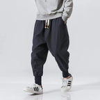 heren relaxed fit harembroek met lage kruisnaad