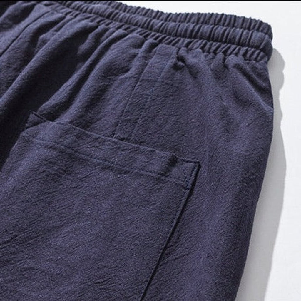 heren relaxed fit harembroek met lage kruisnaad