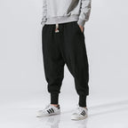 heren relaxed fit harembroek met lage kruisnaad