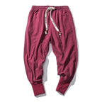 heren relaxed fit harembroek met lage kruisnaad in rood