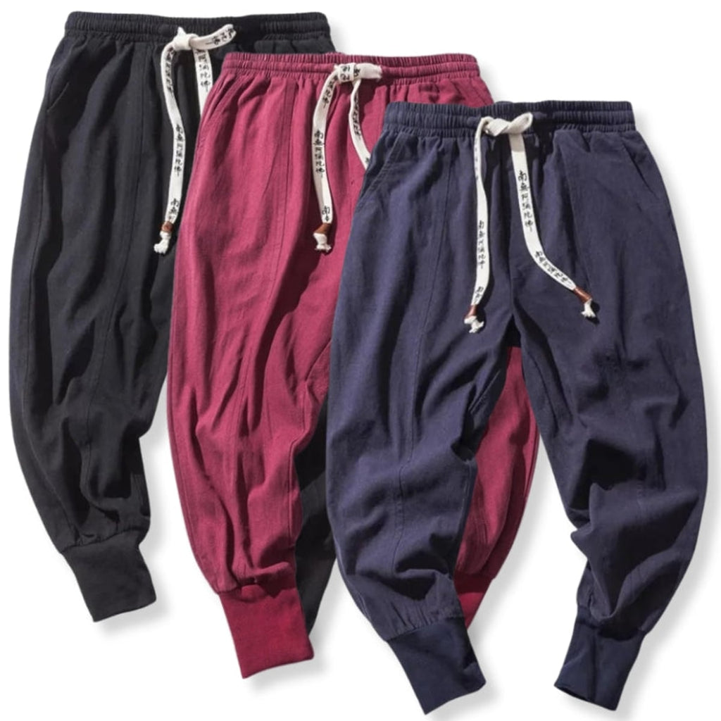 heren relaxed fit harembroek met lage kruisnaad in alle 3 kleuren (meest populair)