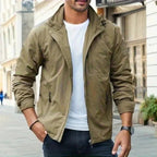 heren relaxed fit jas met staande kraag in khaki