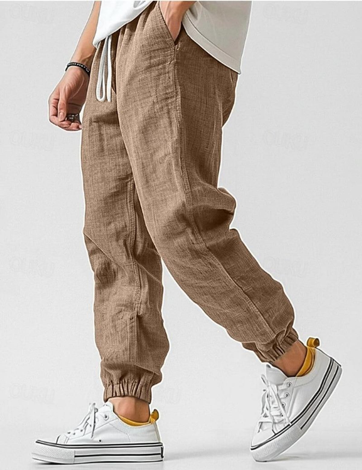 heren relaxed fit joggerbroek in khaki