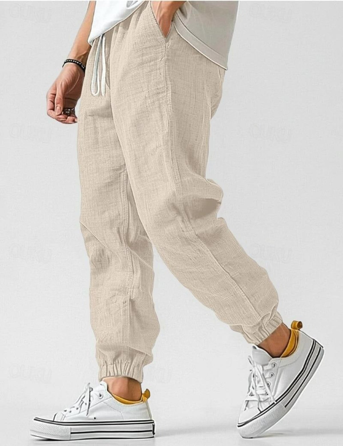 heren relaxed fit joggerbroek in beige