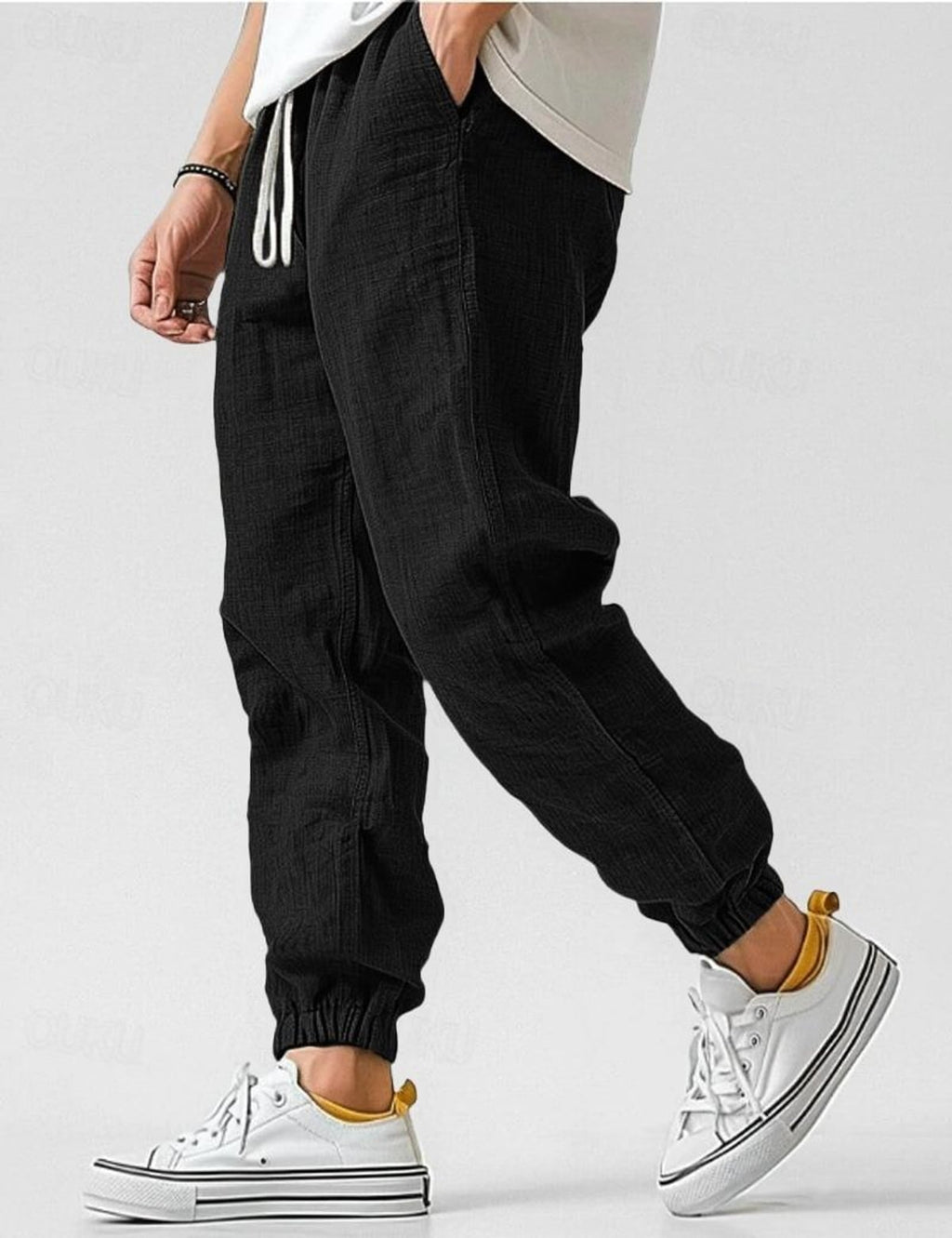 heren relaxed fit joggerbroek in zwart